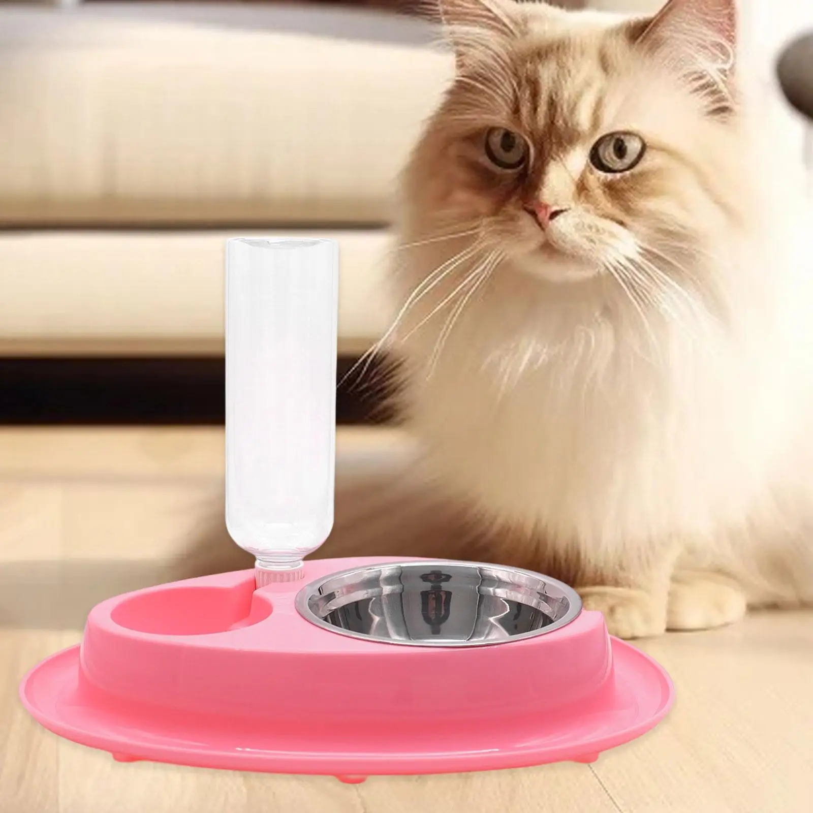 Cat Feeder Anti Overturning Food and Water Supply Large Capacity Dry and Wet Separation for Bunny Puppy Small Animal Dogs Travel