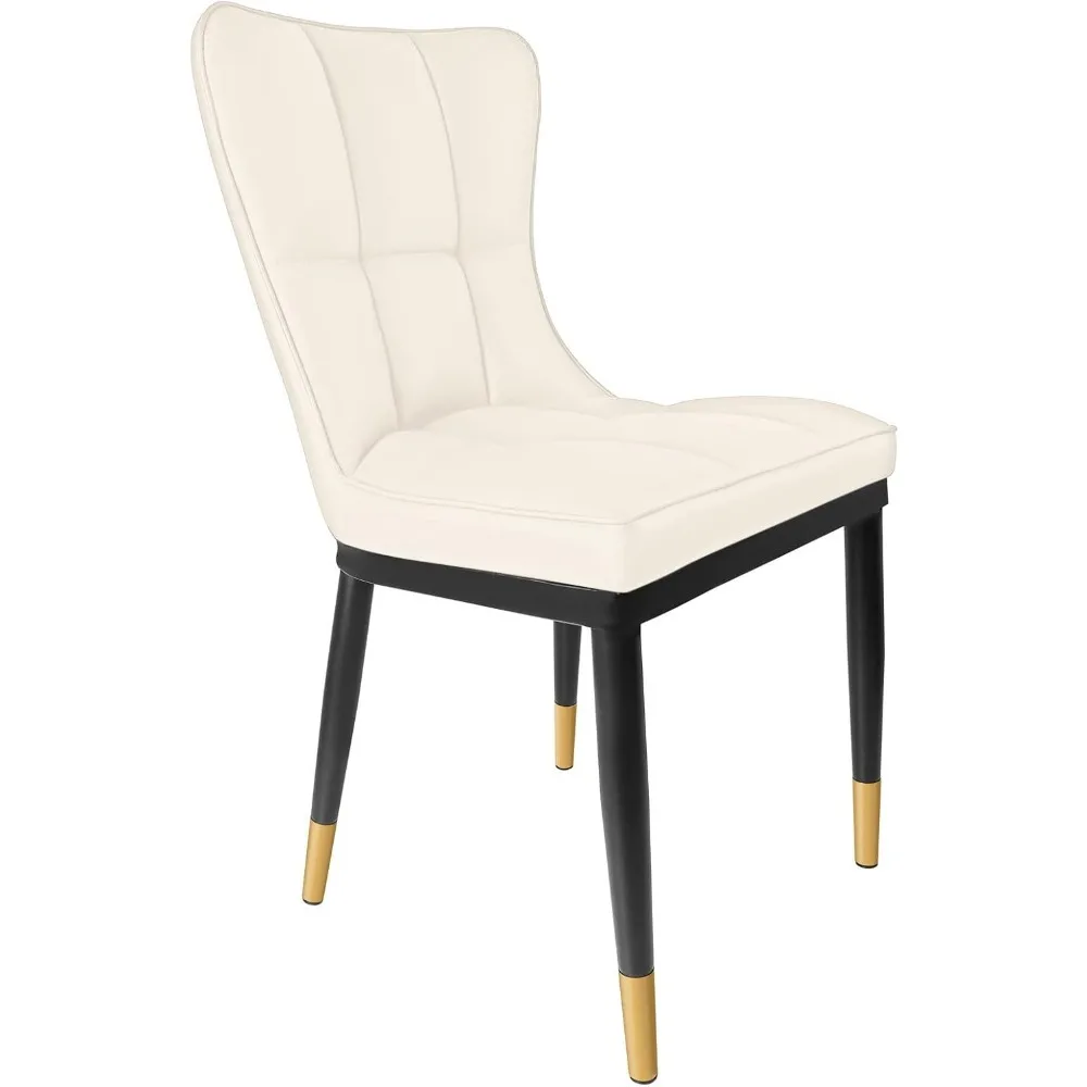 for Kitchen & Dining Room Modern Set of 2 Faux Leather Waffle Stitch Dining Chairs - High Back Armless Side Chairs