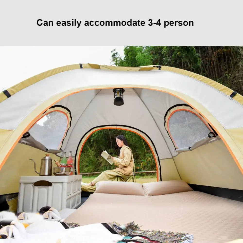 Portable Fully Automatic Tent 2-person Double Door Three Window Folding Camping Tent Quick Opening Double Person Picnic Mat