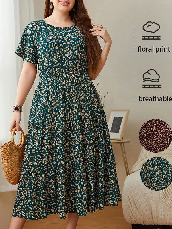 

Свободная женская юбка с цветочным принтом Dr, повседневная юбка с высокой талией, трапециевидной формы с силуэтом, круглая ткань Ne Thi Dr