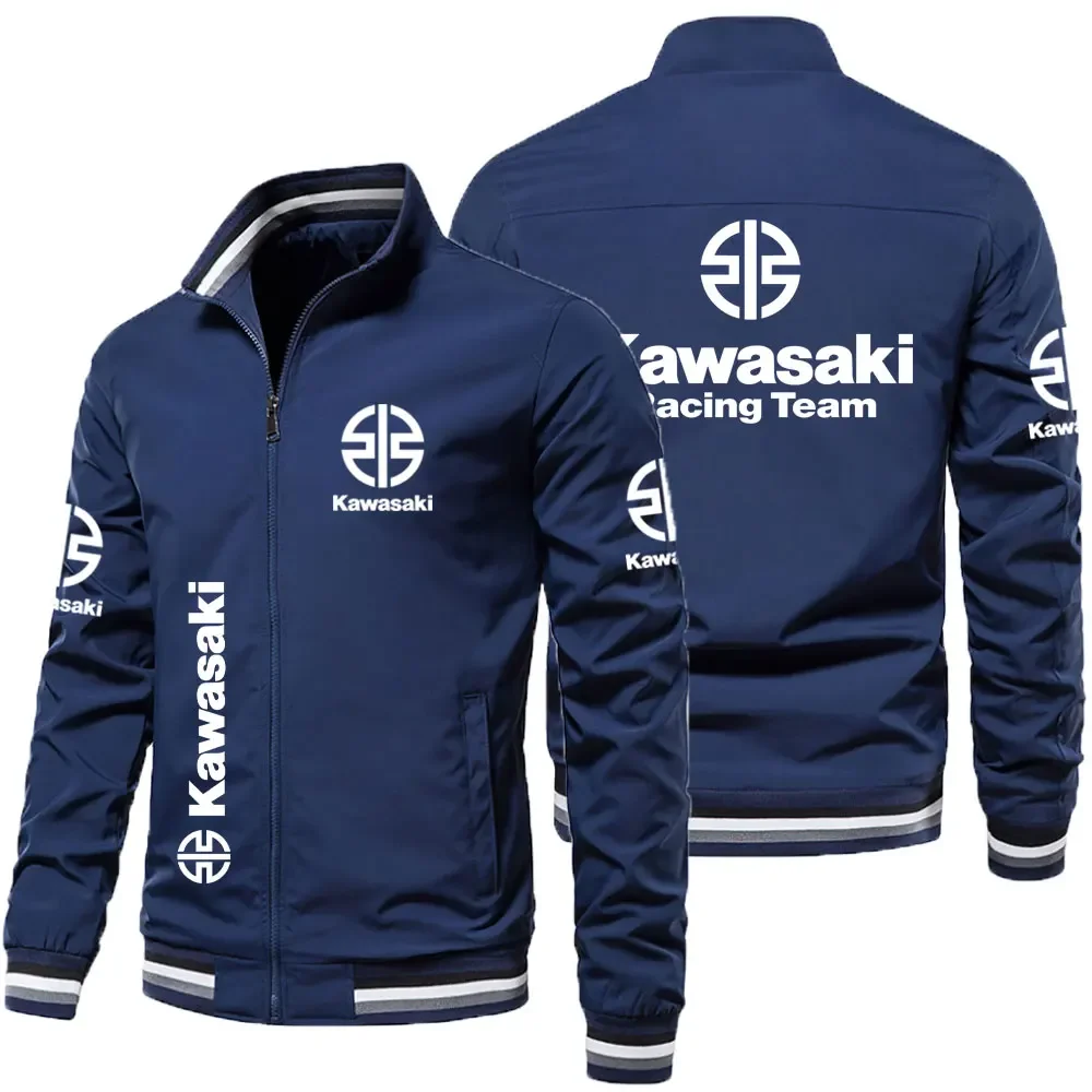 

Мотоциклетная гоночная куртка с логотипом Kawasaki, куртка на молнии, весна-осень 2024, новая модная мужская куртка Kawasaki для отдыха и спорта