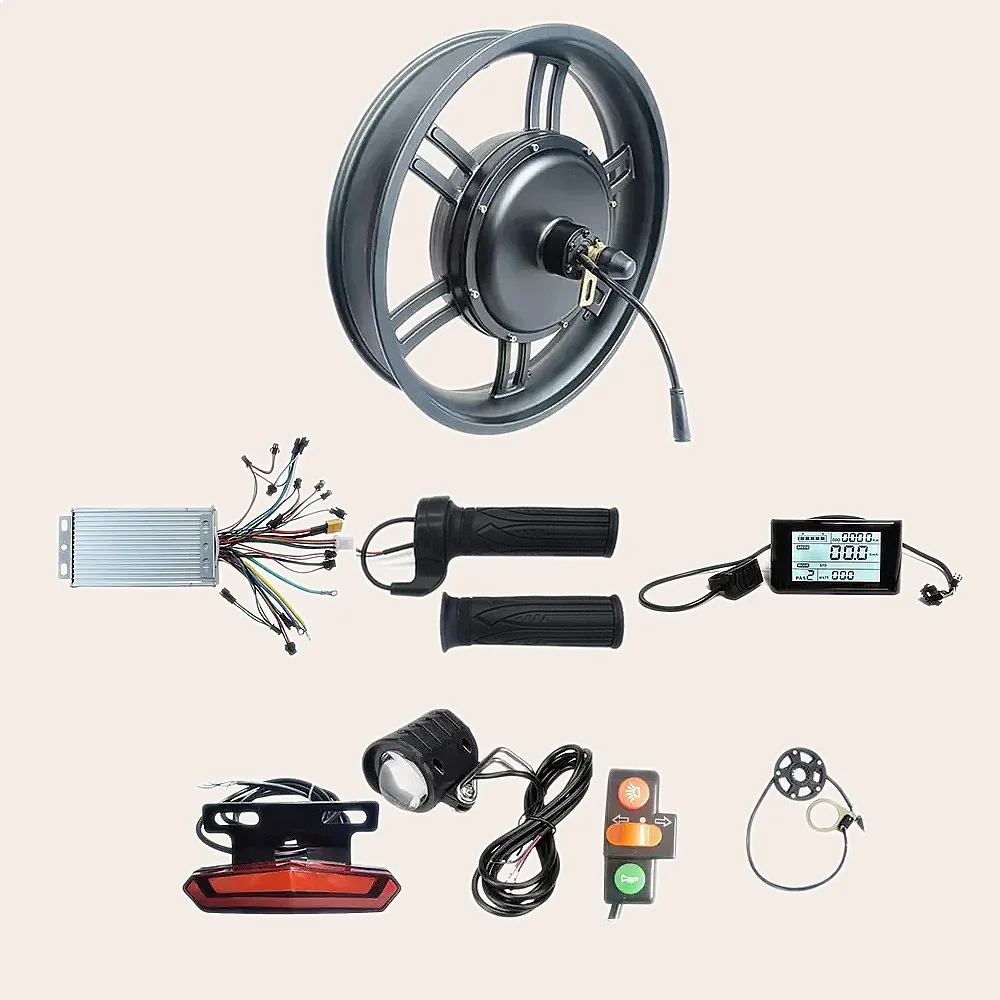20 inch Fat Tire Snow Bike Conversion Kit 500W 1000W Brushless Gearless Hub Motor Disc Brake