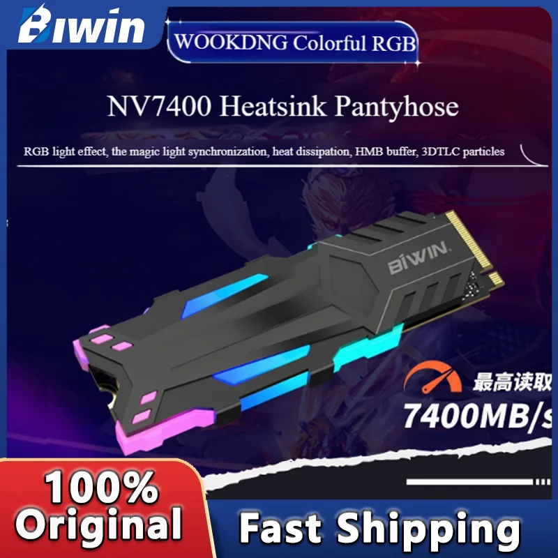 

BIWIN NV7400 with Heatsink RGB M.2 2280 1TB SSD Solid State Drive For laptop Desktop and PS5