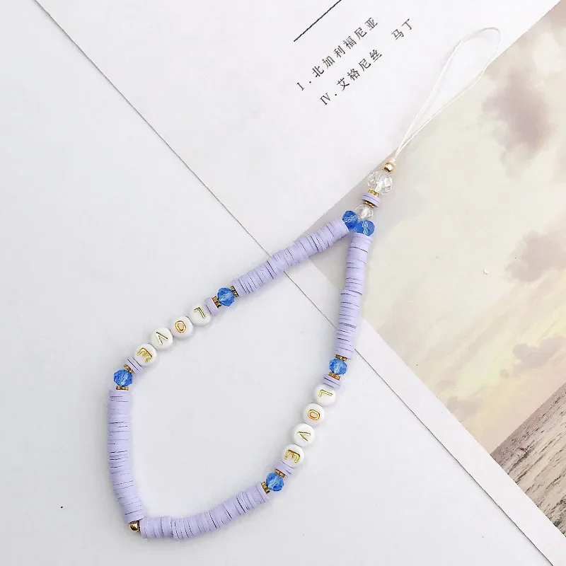 Beautiful Flowers Star Beads Phone Chain Lanyard for Women Acrylic Pearl Clay Phone Case Strap Charm Jewelry Accessories