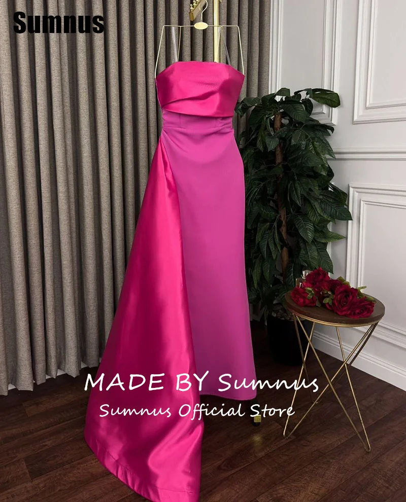 SUMNUS Elegant Mermaid Evening Dress Simple Strapless Floor-Length Celebrity Dresses Formal Gown Women Contrast Color Customized