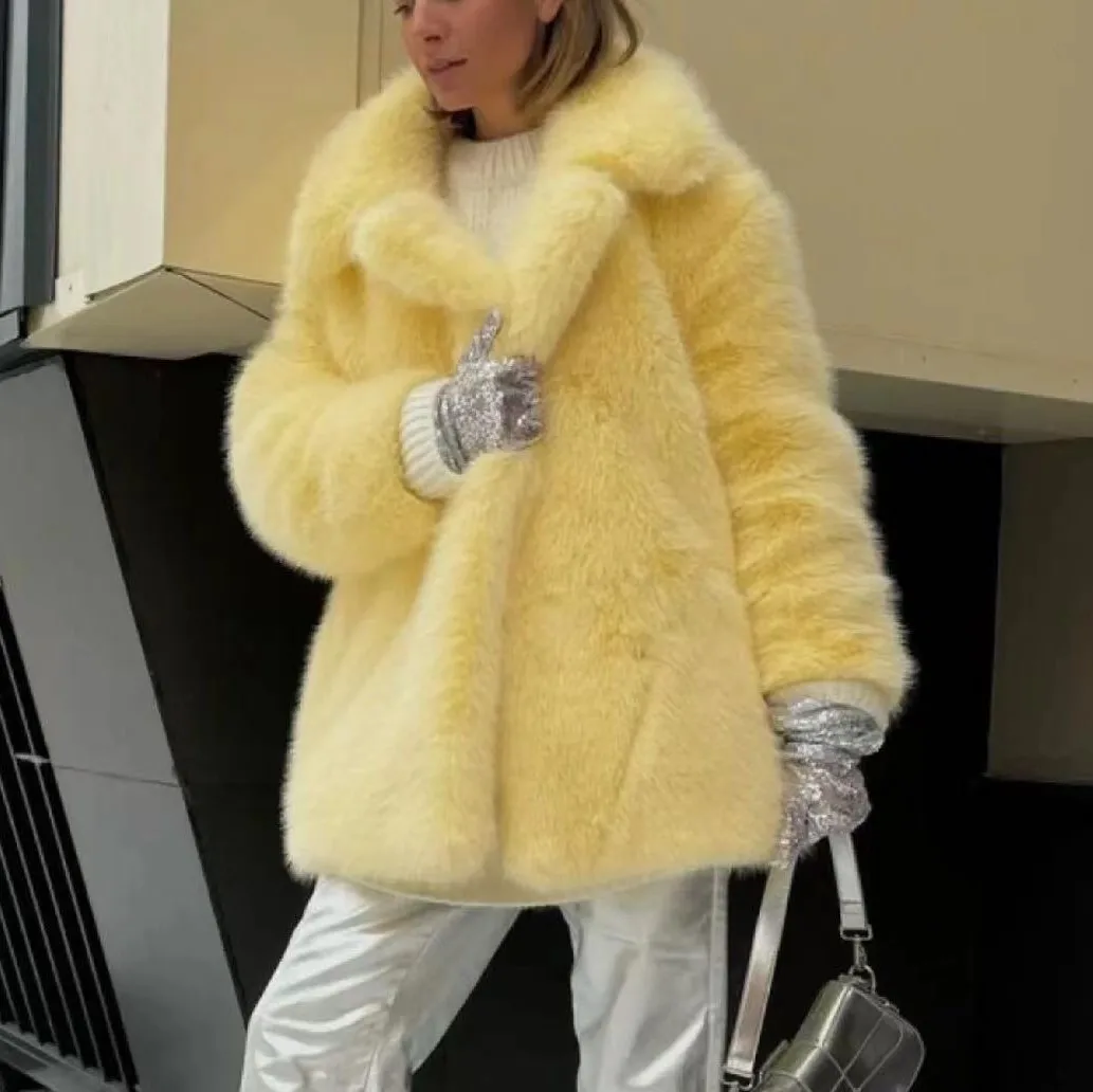 Kunstpelz-Dekor-Mäntel für Damen, Retro, mittellang, Braut-Tochter, Fee, wendbar, schwarze Kaninchen, Stehkragen, glänzend, bescheiden, natürlich