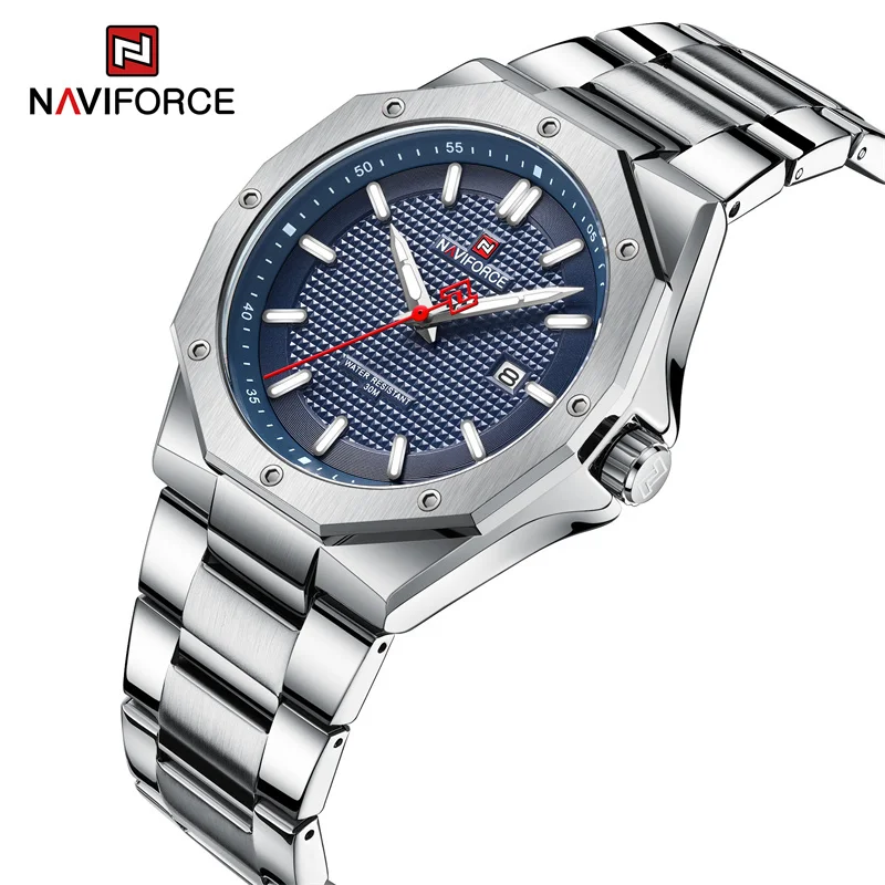 NAVIFORCE-Reloj de pulsera de cuarzo para Hombre, cronógrafo militar de acero inoxidable, resistente al agua, 9200S