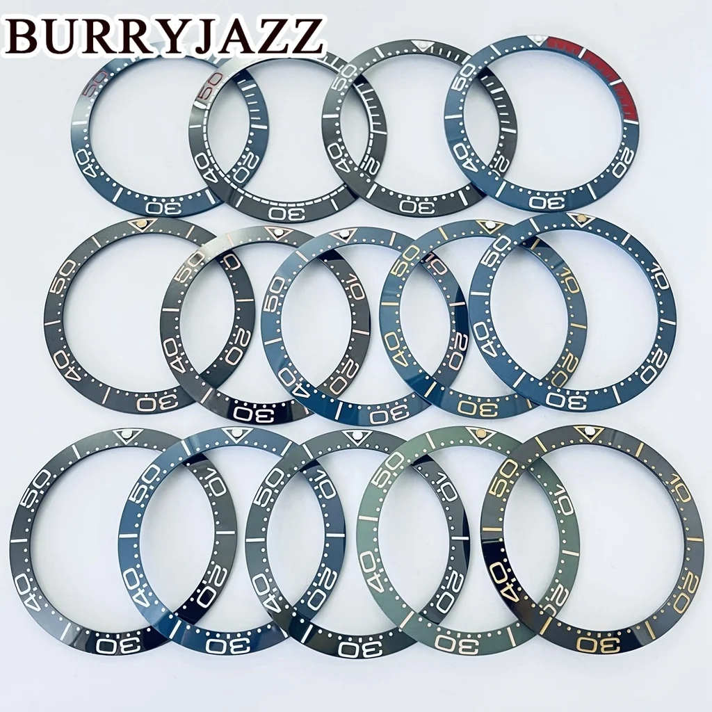 BURRYJAZZ 38mm Ceramic Watch BezelDifferent Styles Insert for Seamaster 300 Ring Accessories Mod Parts Repair Circ