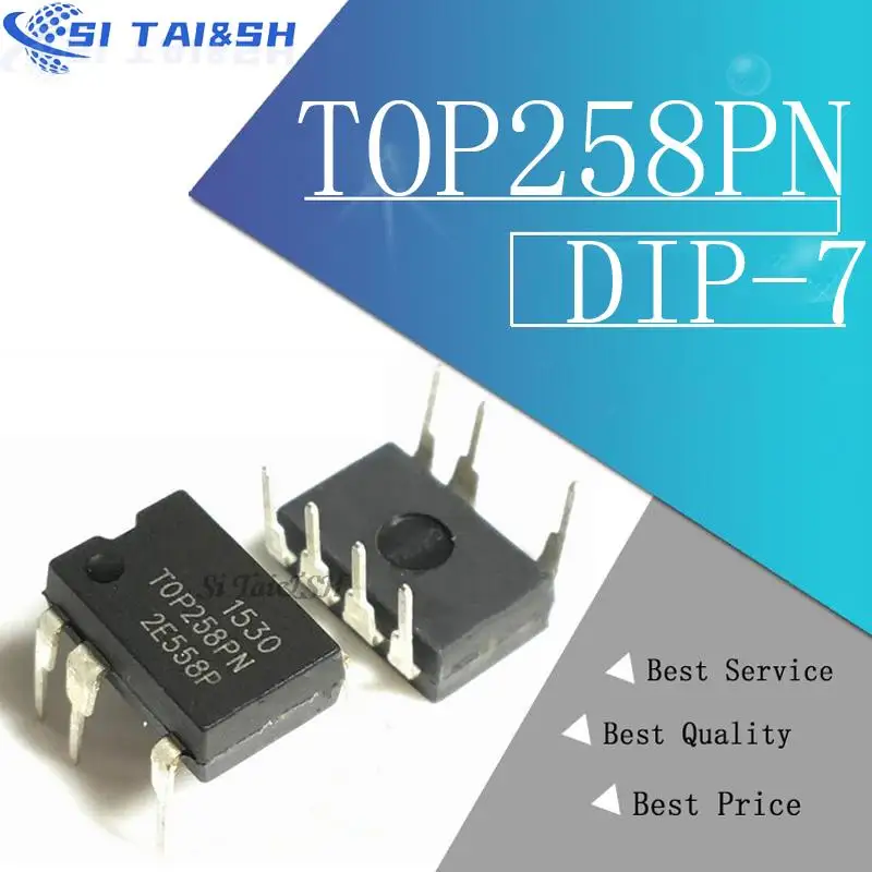 5PCS/lot New TOP258PN TOP258 DIP-7 Integrated Off-Line Switcher with Advanced Feature Set and Extended Power Range molewei