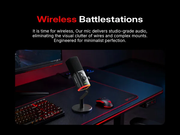 MAONO PD100W Wireless USB Dynamic Microphone Cardioid Microphone with One-Touch Mute Noise Reduction Custom RGB Light Real-Time Monitoring Microphone for PC Gaming Live Streaming Creator Podcast