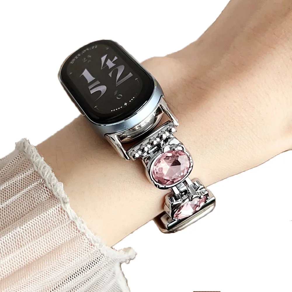 

Mi Band 10 Bracelet Dressy Wristband for Xiaomi Smart Band 8/9/10 Women Jewelry Watchband Crystal Watch Band Leather Metal