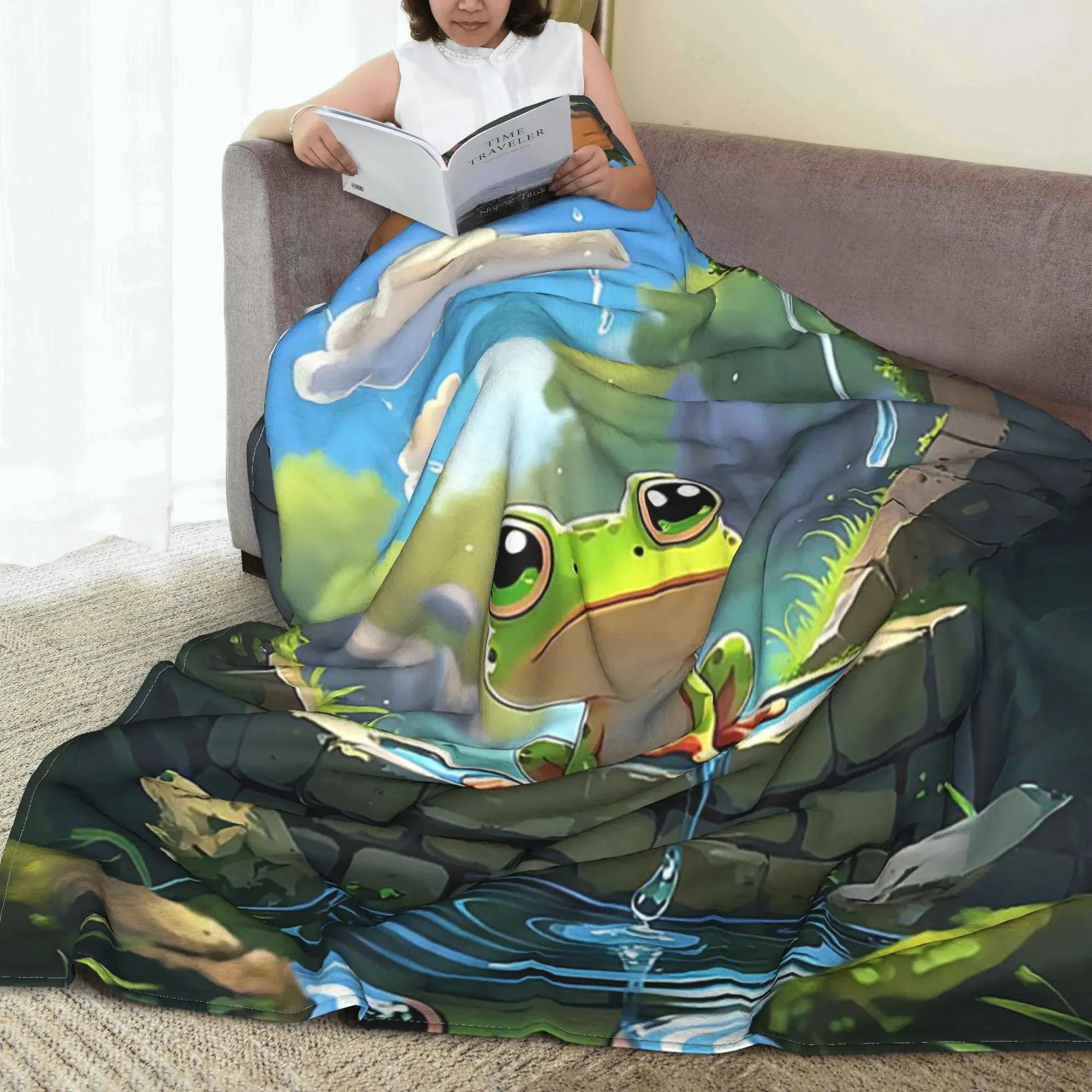 Frog in a well Blankets Breathable Flannel Sofa Throw Blanket for Home Bedroom Outdoor Throws Bedspread Quilt