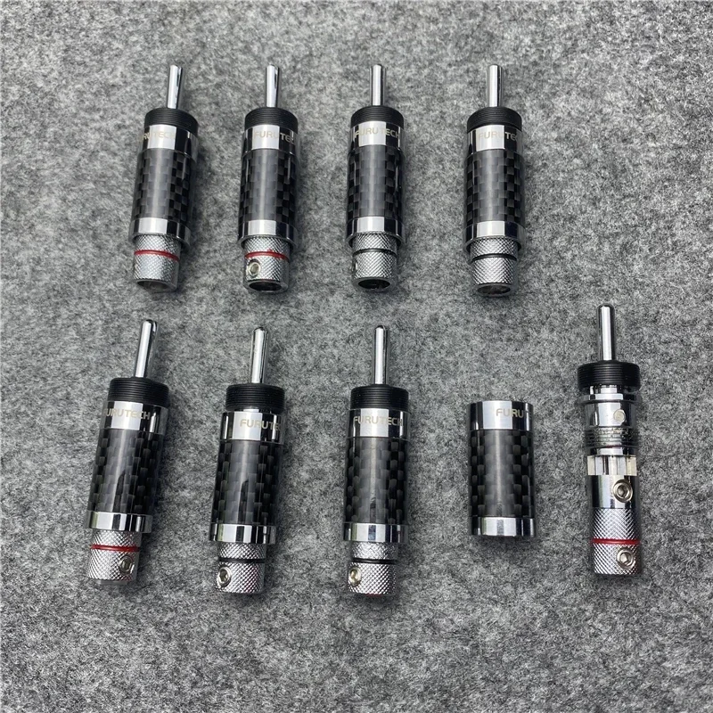Furutech-バナナコネクタ,溶接なし,カーボンファイバー,hifiオーディオアダプター,スピーカーケーブル,7mm, 4個
