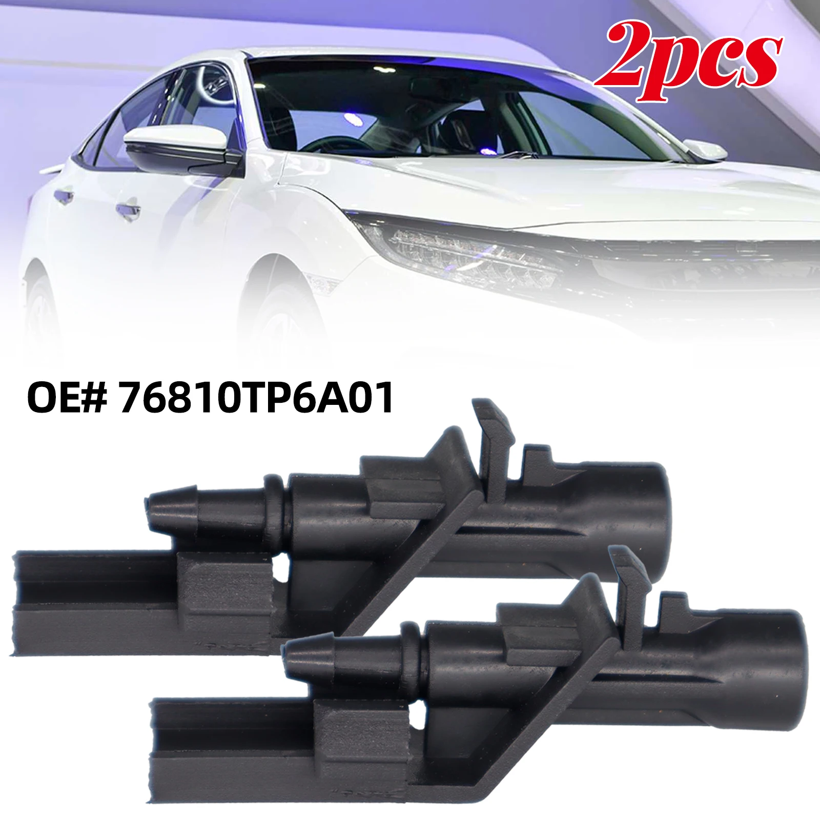 2Pcs Front Windshield Windscreen Wiper Water Spray Jet For Honda Crosstour CR-V Accord HR-V 2011-2017 76810TP6A01 Washer Nozzles