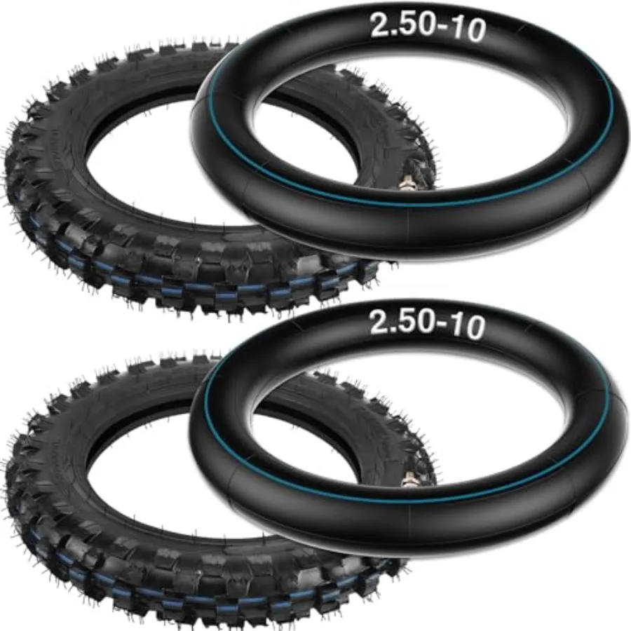 

2.5-10" Off-Road Tire and Inner Tube Set - 2.50-10 Dirt Bike Tire with 10in Rim and 2.5/2.75-10 Dirt Bike Inner Tube Compatible