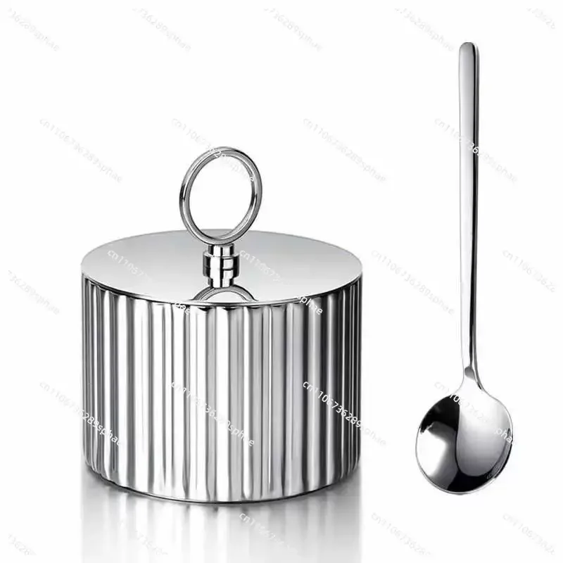 Light luxury sugar jar box exquisite stainless steel kitchen seasoning bottle premium sugar jar decoration