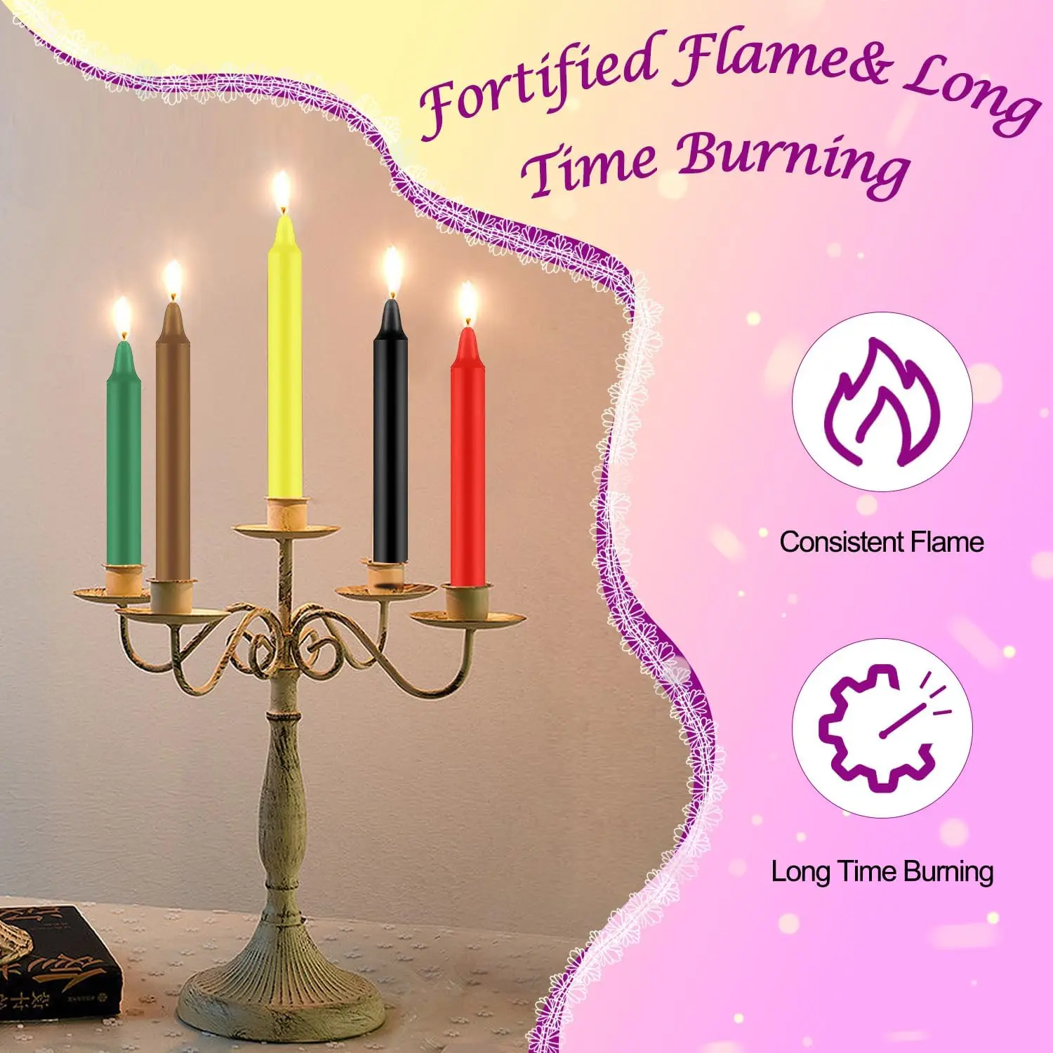 24 Pieces of 4-Inch Colored Stick Candles, Drip-Free, Smokeless, Unscented, Household Dinner Candles, Hand-Poured, High-Quality, Suitable for