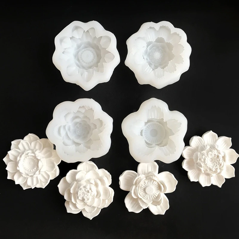 Simulation Lotus Candle Silicone Mold Blossom Flower Soap Fragrance Ornaments Making Chocolate Cake Decor