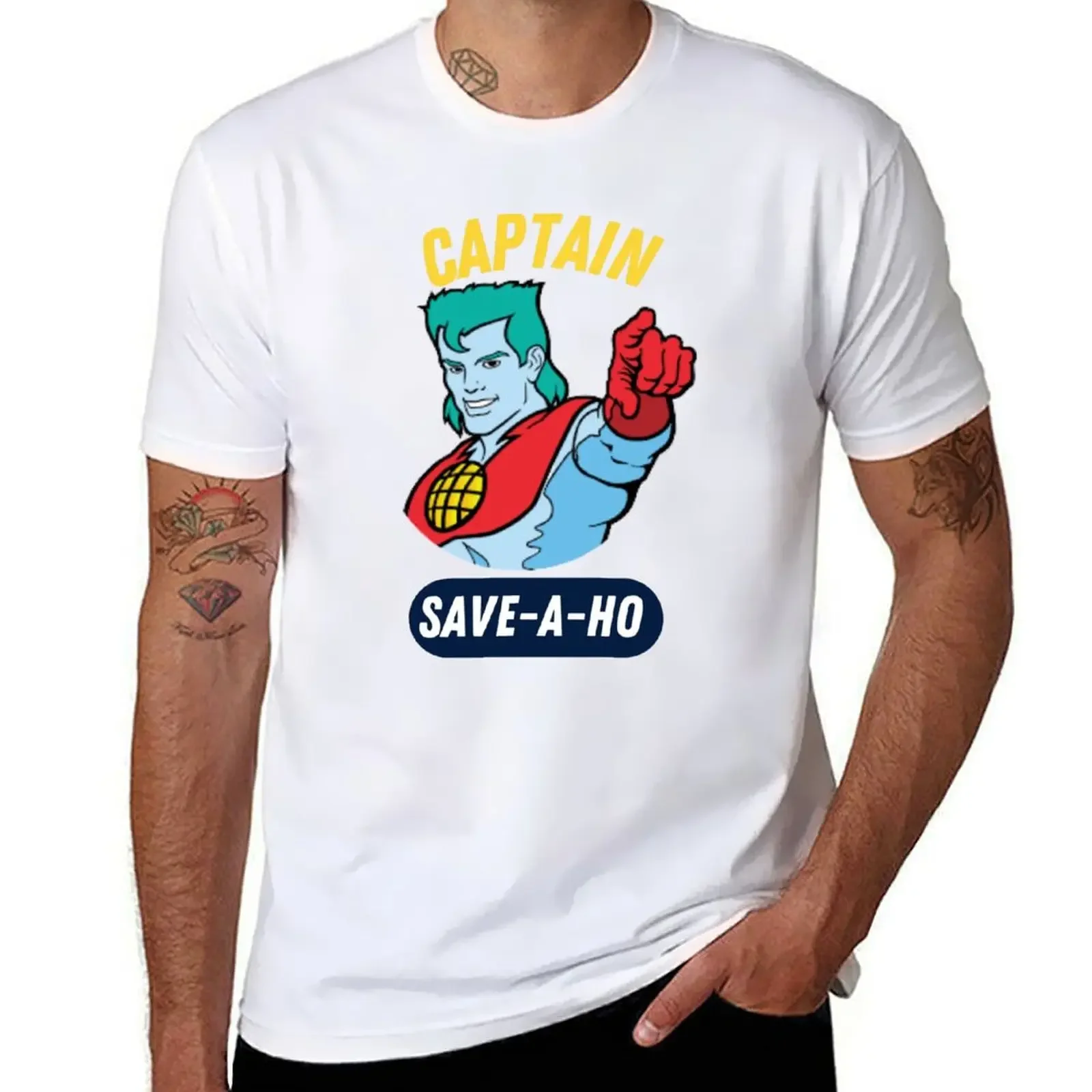 Captain save a ho classic t shirt Captain save-a-ho Tee T-Shirt Fashion Print Casual Short Sleeve