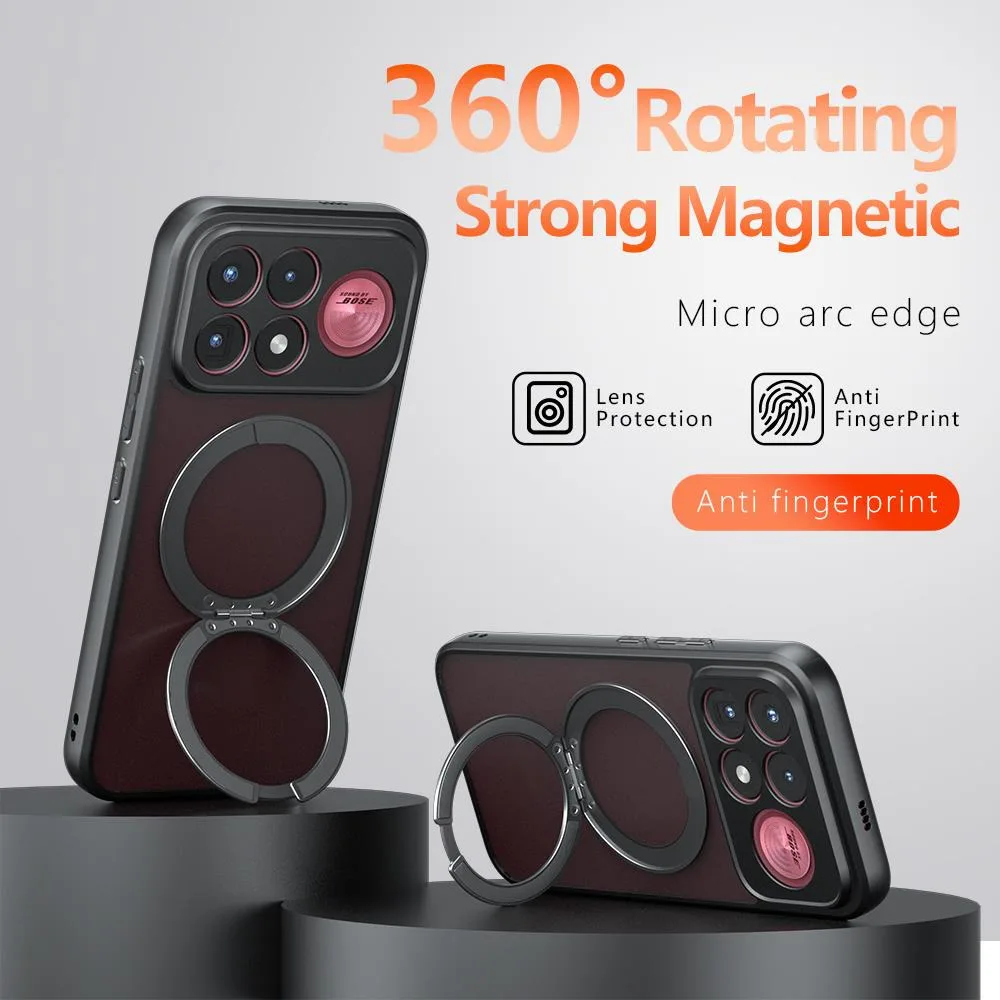 Etui na telefon Redmi K100 Pro Max Poco F9 Pro F8 Ultra z obrotowym uchwytem pierścieniowym, matowa obudowa PC+TPU, odporne na wstrząsy, ochronne etui. — zdjęcie produktu 6