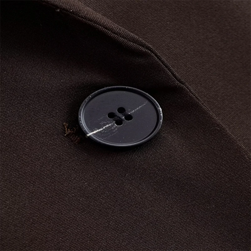 Jaqueta estilo ocidental texturizada marrom profundo 2025 outono/inverno moda elegante nova chegada