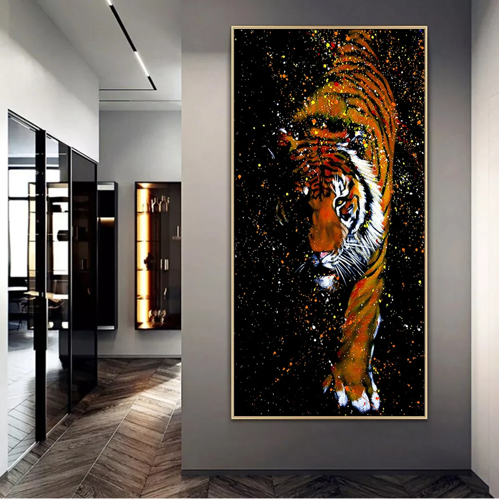 Animal Canvas Painting Tiger Poster and Print Wall Art Room Decoration Mural Home Decor Items Illustration