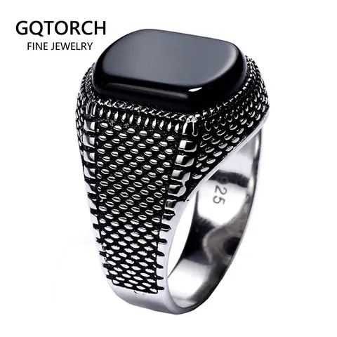 Lightweight Silver Agate Ring for Men GQTorch