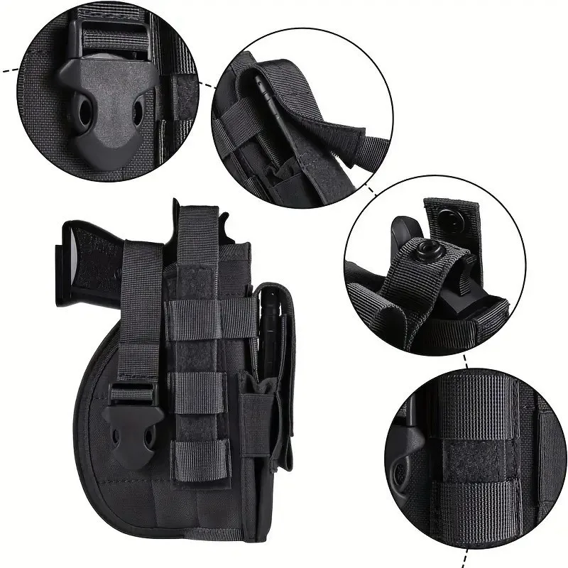 Universal Tactical Molle Holster Single 9mm Mag Pouch OWB Carry Airsoft Hunting Pistol Holster for Men Women