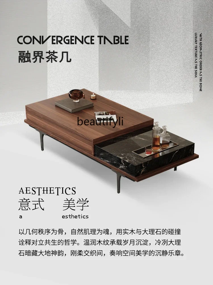 

zq1Coffee table Italian minimalist light luxury small apartment living room square tea table advanced sense
