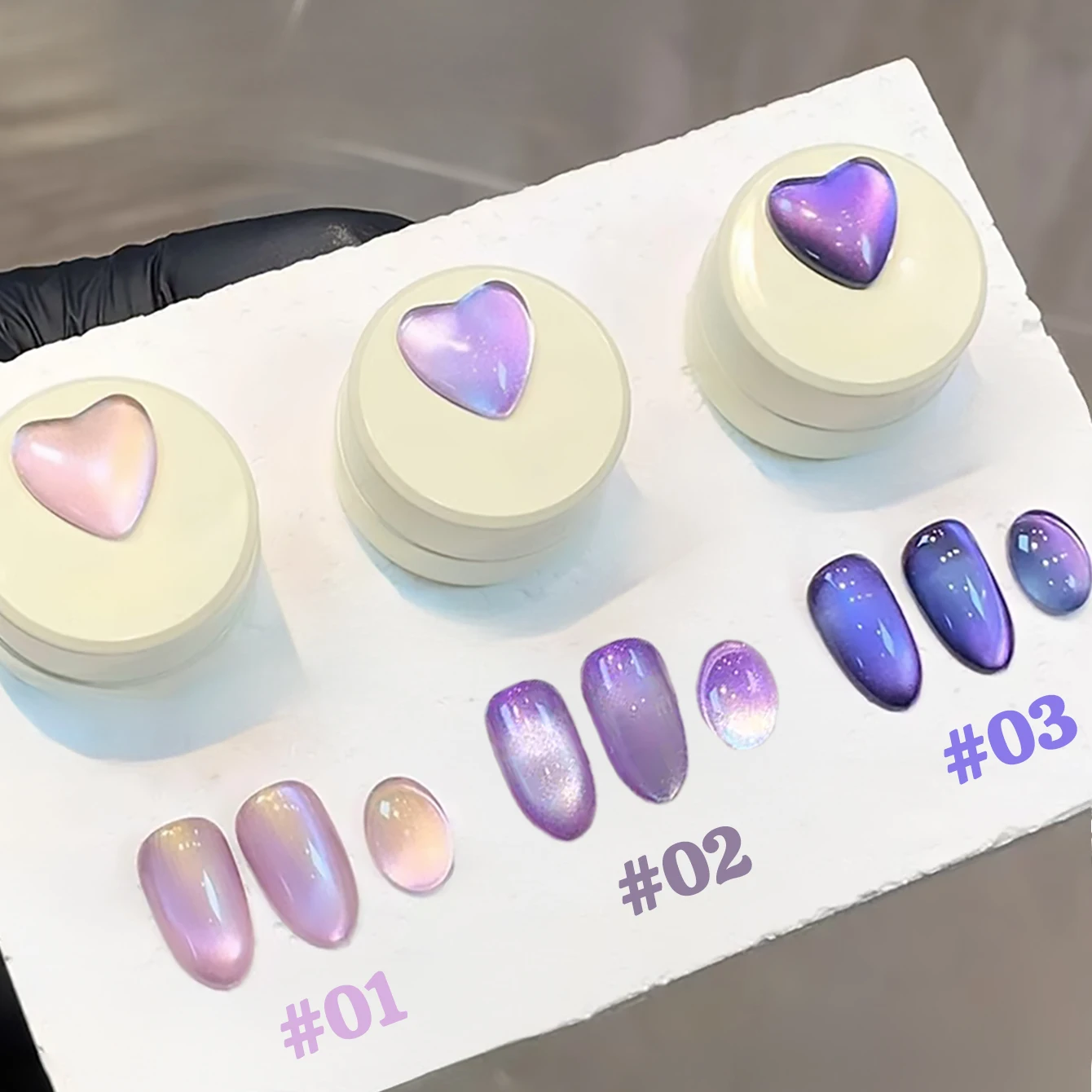 1pcs WS ฤดูร้อนฤดูใบไม้ร่วงเล็บยอดนิยมน้ําแข็งโปร่งใสสีม่วงสีฟ้าลูกปัดแก้ว Cat Eye Gel เล็บกาวเล็บฮาโลวีนเล็บ