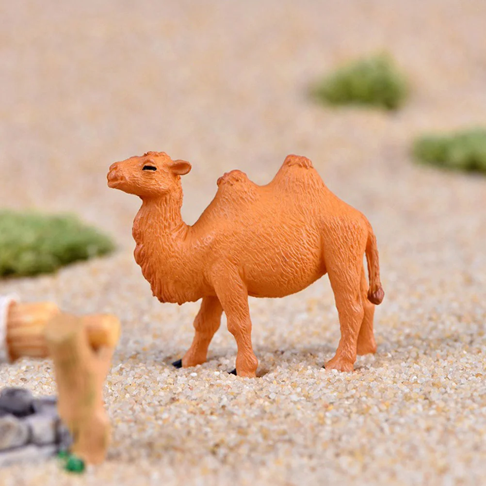 Figuras de animales para decoración de jardinería, adorno de escritorio, artesanía de camello en miniatura, adorno de micropaisaje de plástico, juguete, 2 uds.