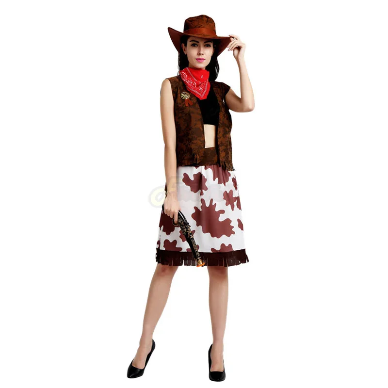 Women Mens Western Cowboy Party Costume for Kids Adult Fancy Dress Up Retro Halloween Party Cosplay Carnival Adult Costumes image 6