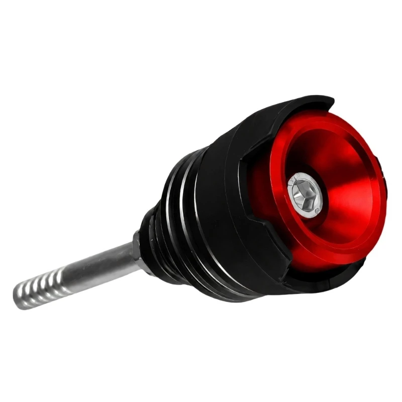 Aluminum Motorcycle Engine Dipstick with Anodized Finish, Threaded Mounting Body and Top 6-Sided Tool