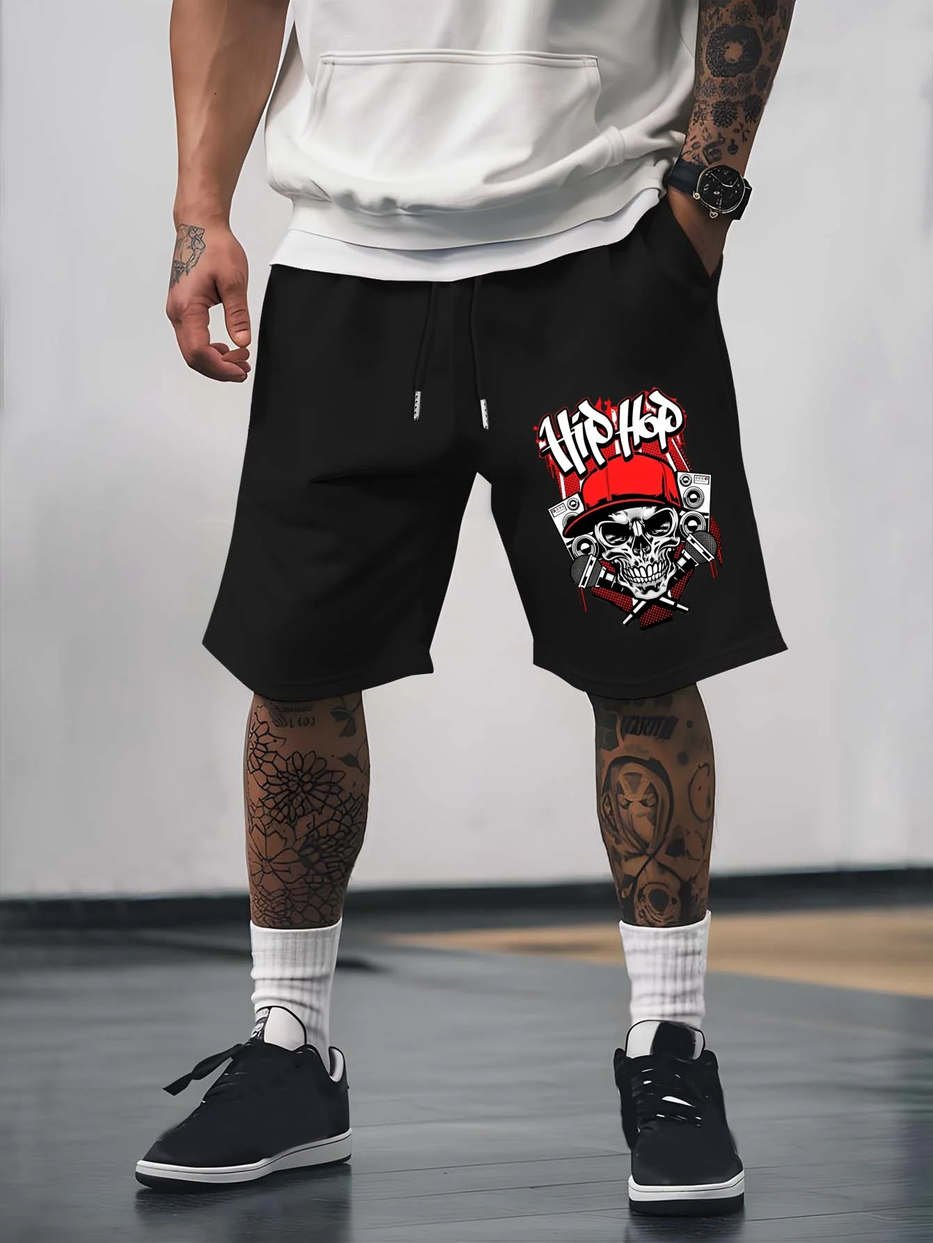 

Men's Hip-hop Pattern Printed Drawstring Shorts for Casual Summer Beach Wear Outdoor Sports Shorts Fashionable Men's Shorts