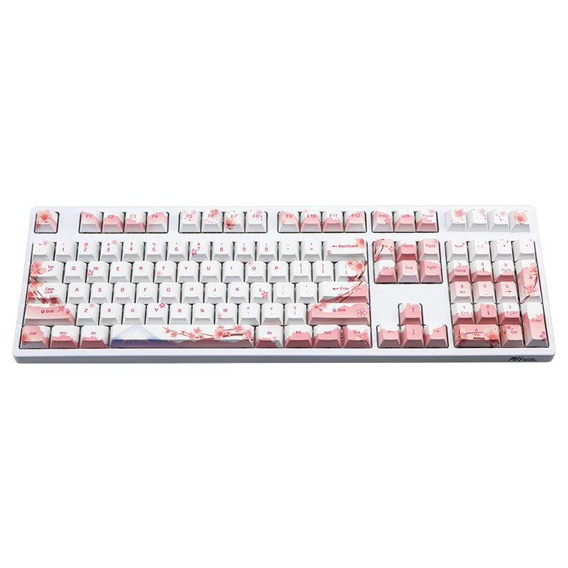 

128 Keys Mount Fuji Sakura Pink Keycaps PBT Key-Cap Cherry OEM Profile For Mechanical Keyboard For GK61 GH60 RK61 SK87 Base Kit