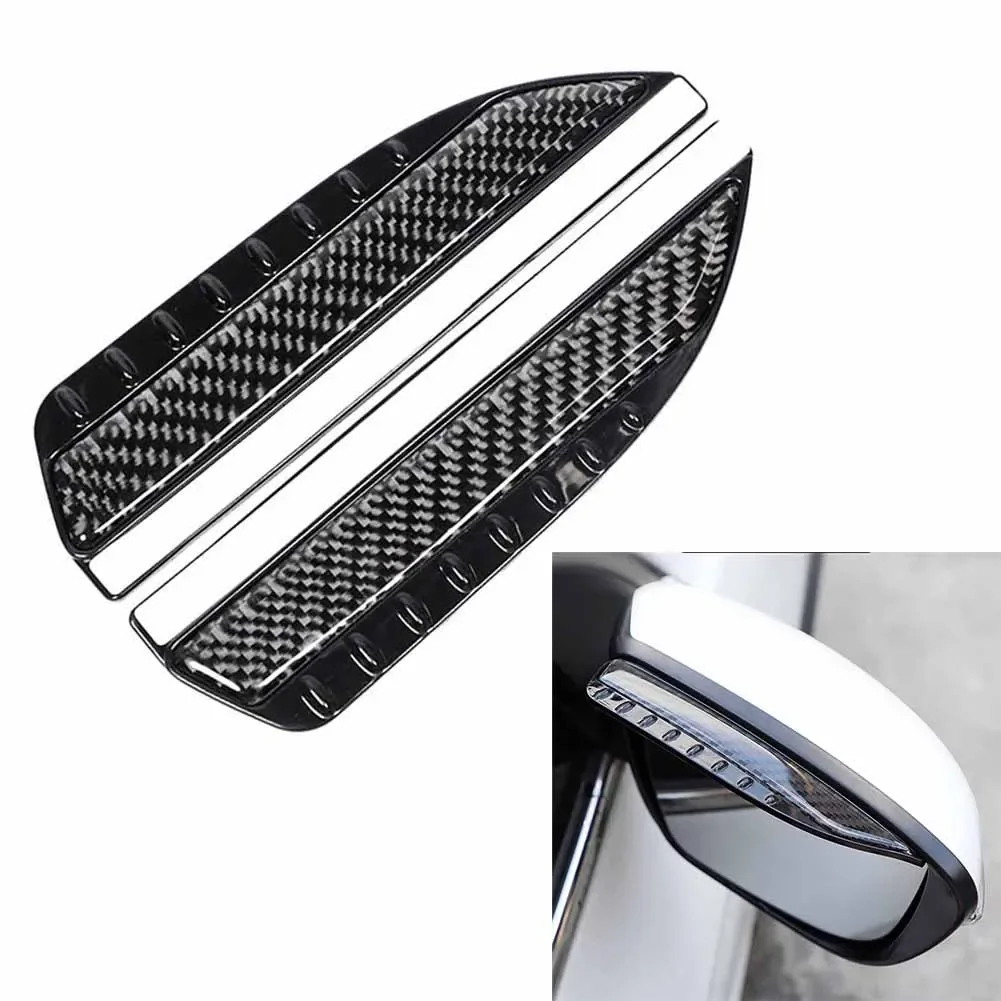 Guard Car Mirror Rain Eyebrow 180*48mm 2Pcs/set Accessory Black Carbon Fiber+PVC For Side Rear View Sun Visor Board