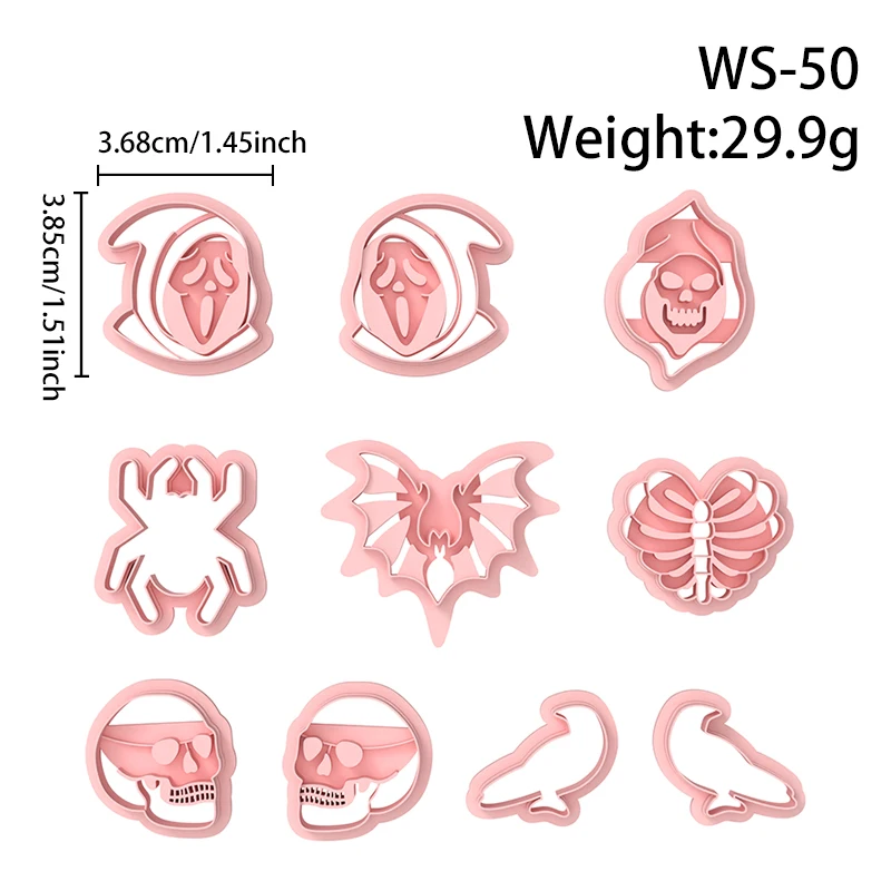 Halloween Series Polymer Clay Cutter Skull/Ghost/Bat/Spider/Crow Shaped Clay Cutting Molds For DIY Earring Jewelry Hand Tools view 6