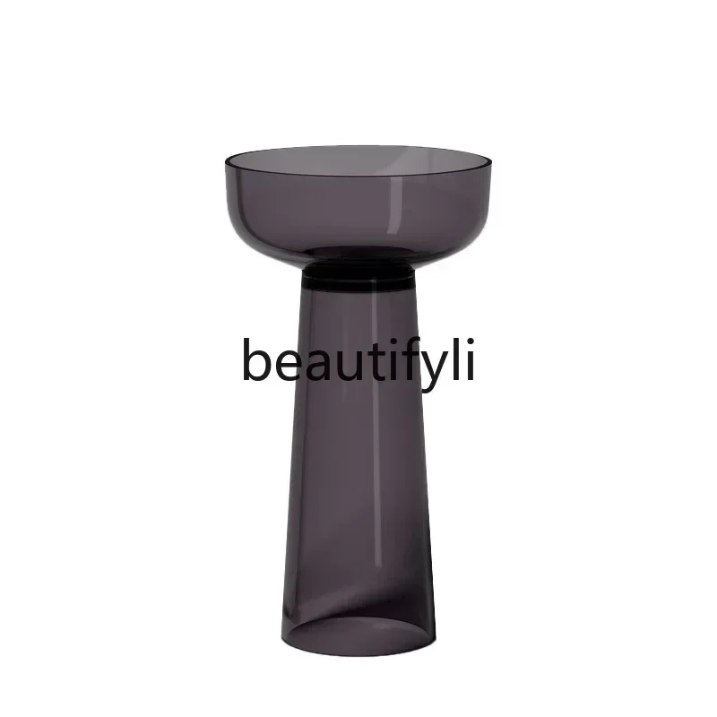 

Hot sales Transparent resin column basin Hotel bathroom Round integrated floor type hand wash basin
