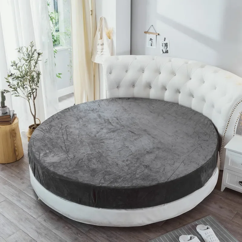 Koraalfluwelen rond bed, eenvoudige kleur fluwelen rond laken, diameter 200 cm-220 cm, flanellen laken zonder kussensloop, winter - afbeelding 1