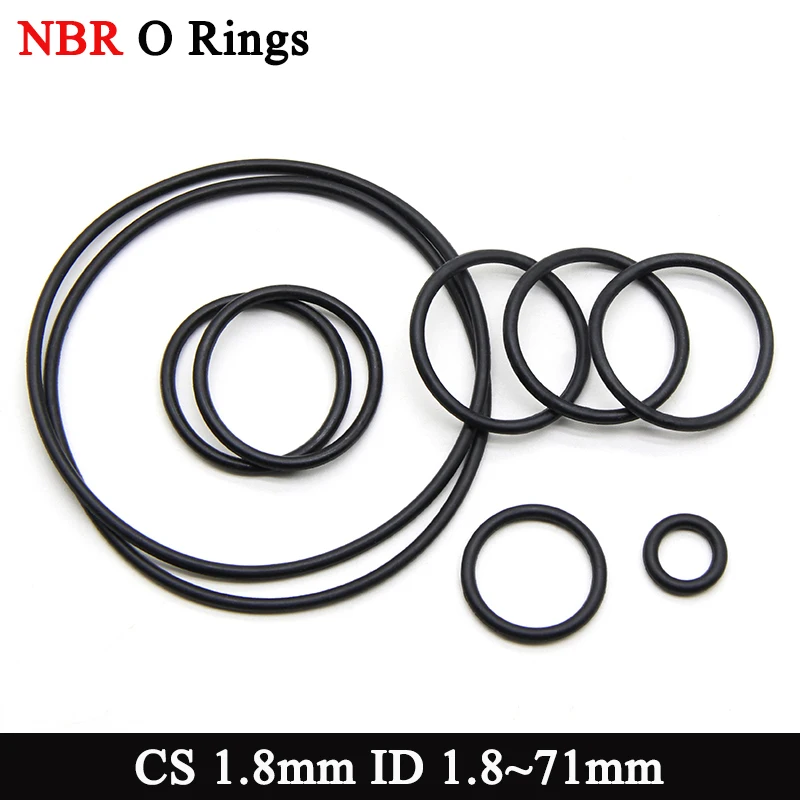 

10/50/100Pcs NBR O Ring Thickness CS 1.8mm ID 1.8~71mm Nitrile Rubber Corrosion Oil Resist O Shape Sealing Washer Seal Gasket
