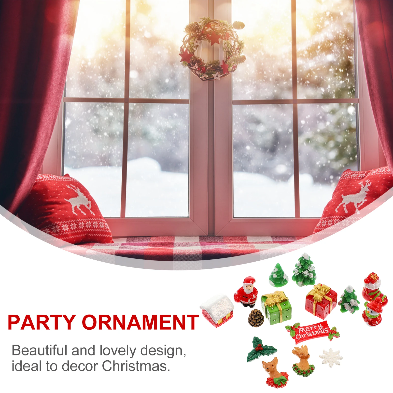 

15pcs Christmas Ornament Resin Desktop Decoration Mini Santa Figure Home Party Gift Lovely Design Festival Fresh Look