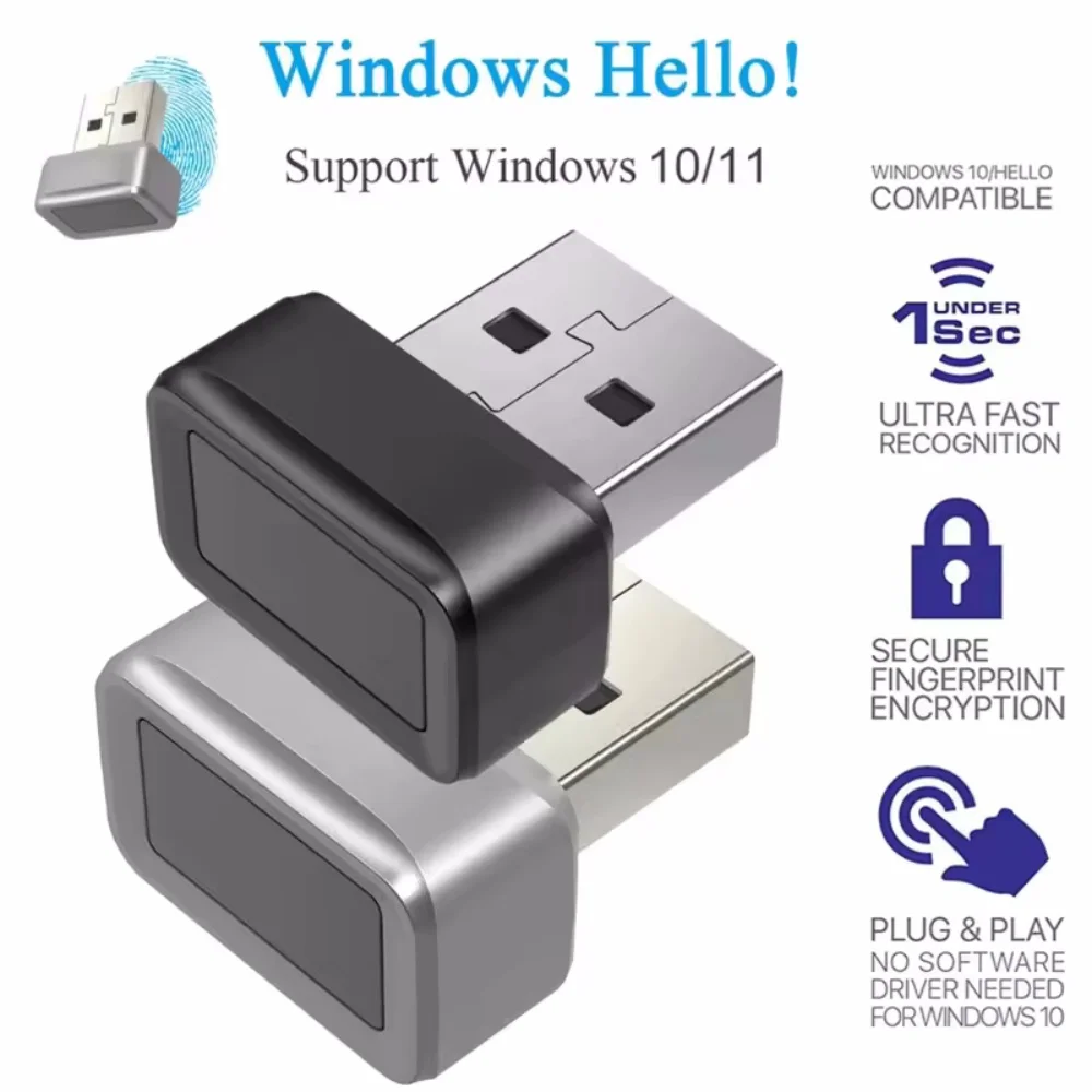

USB-модуль считывания отпечатков пальцев для Windows 10 11, биометрический сканер Hello, навесной замок, модуль разблокировки отпечатков пальцев, аксессуары для ноутбуков