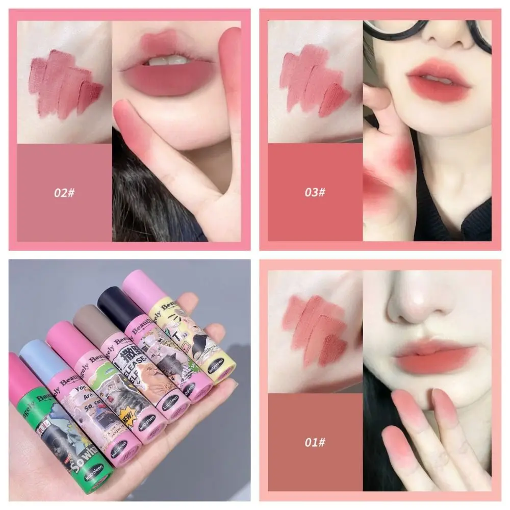 6 Kleuren Matte Lipgloss Non-Stick Cup Langdurige Vloeibare Lippenstift Natuurlijke Vloeibare Make-Up Cosmetische Lippenstift Vrouwen