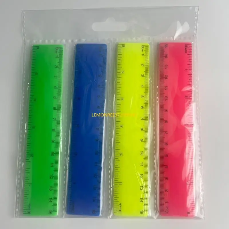 C90C 4pcs Clear Ruler Plastic Shatterprensy Ruler Set Straight Ruler Geometric Ruler School School Ruler для ученика