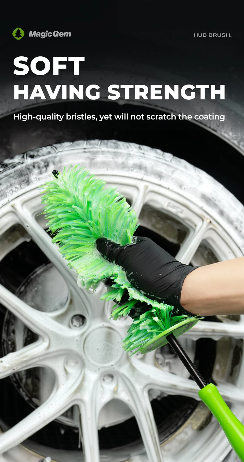 Magic Ge Autowaschbürste, Plüsch Premium Felgenbürste mit Rutschfestem Griff, Einfache Reinigung von Felgen, Speichen und Radnaben, Auto-Detailing – Detail 7