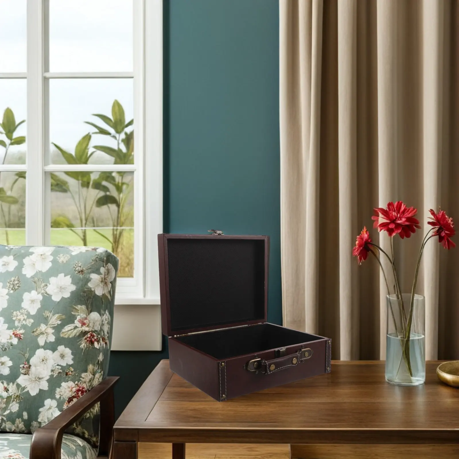 Keepsake Box Vintage Suitcase Style Decorative Luggage Prop for Photo Shoots Wedding Favors Retro Display Portable