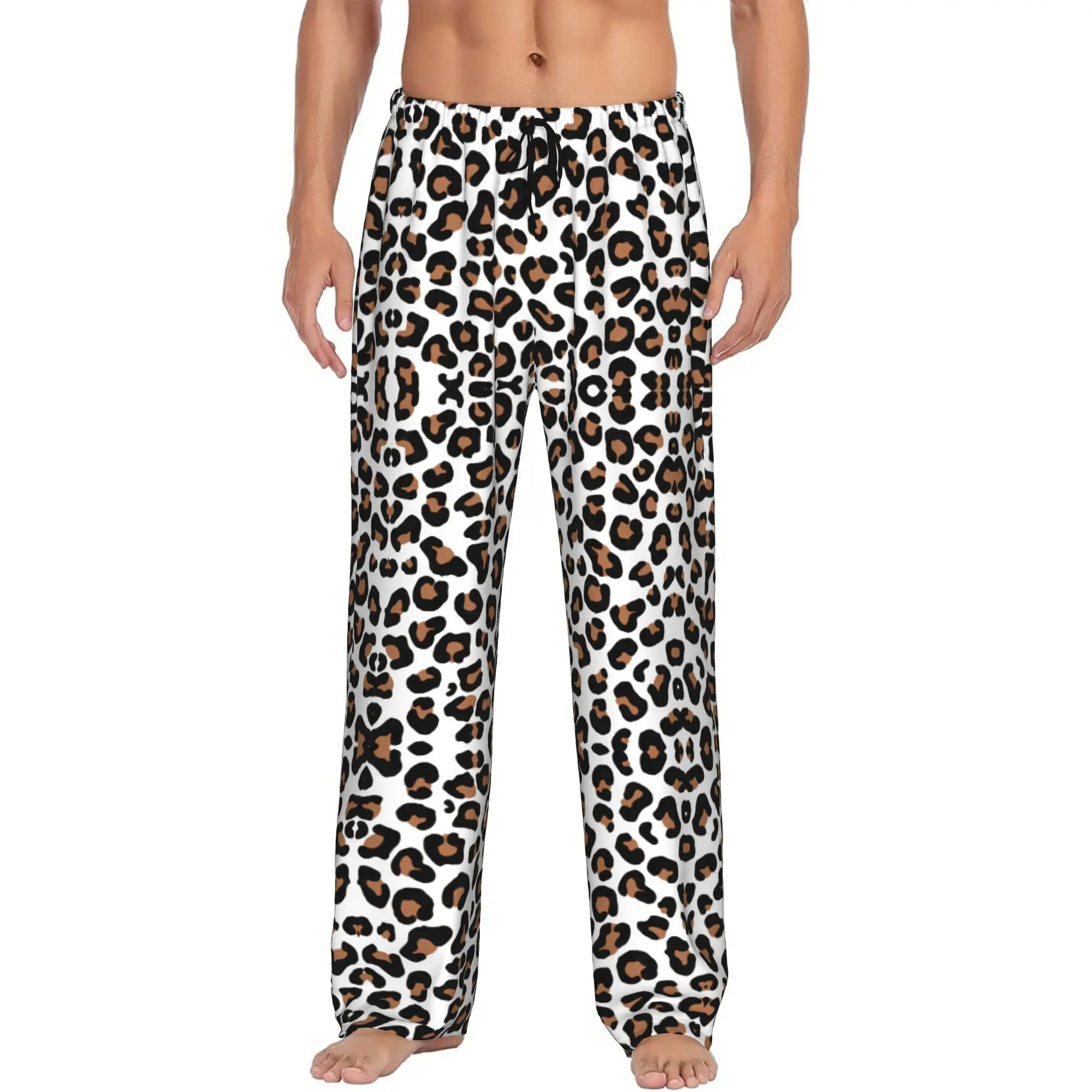 Custom Printed Men Leopard Print Colorful Pajama Pants  Sleepwear Sleep Lounge Bottoms with Pockets