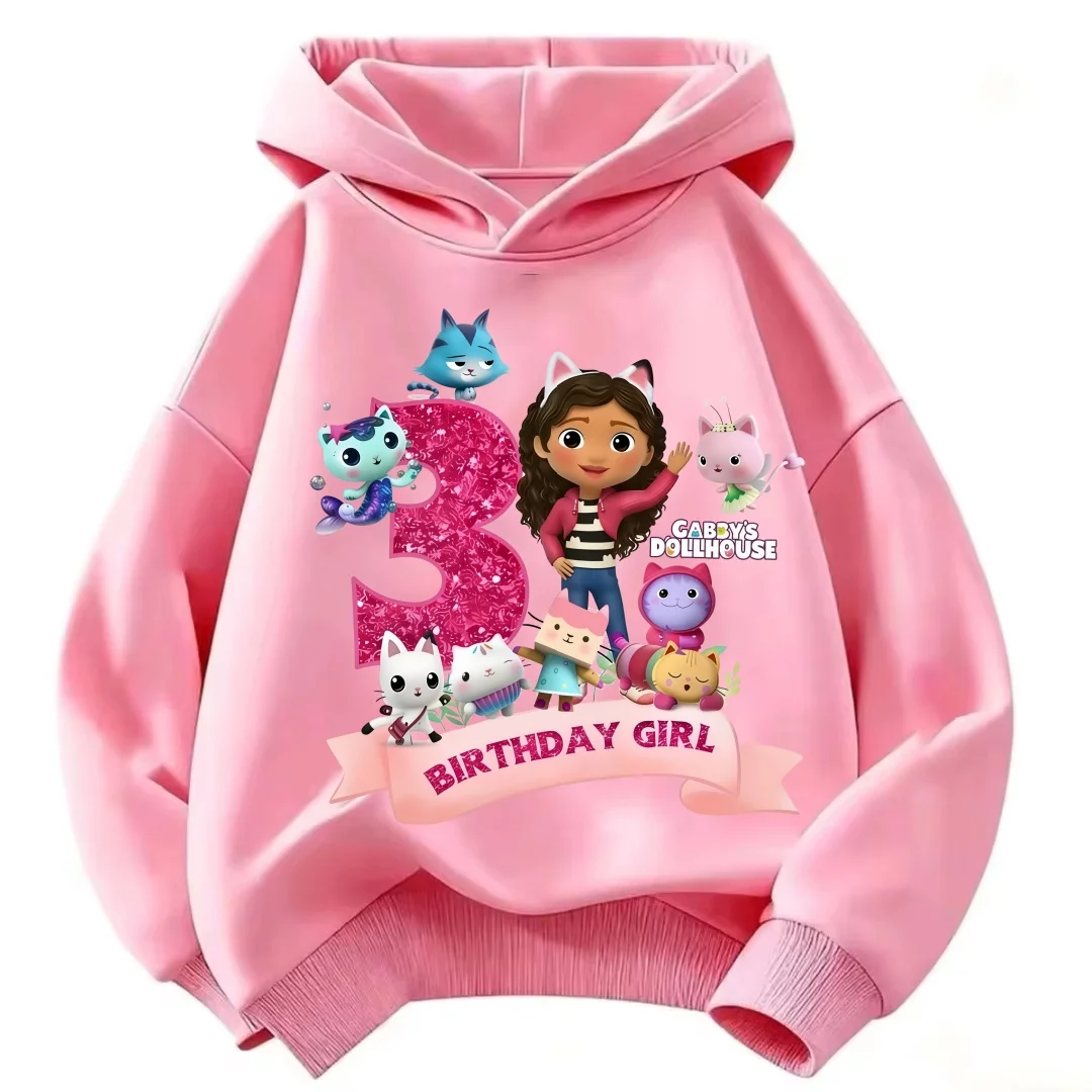 Gabby's Dollhouse 6-Year-Old Birthday Girl Kids Hoodie Pink Hooded Sweatshirt Girls Fall Wear Birthday Gift