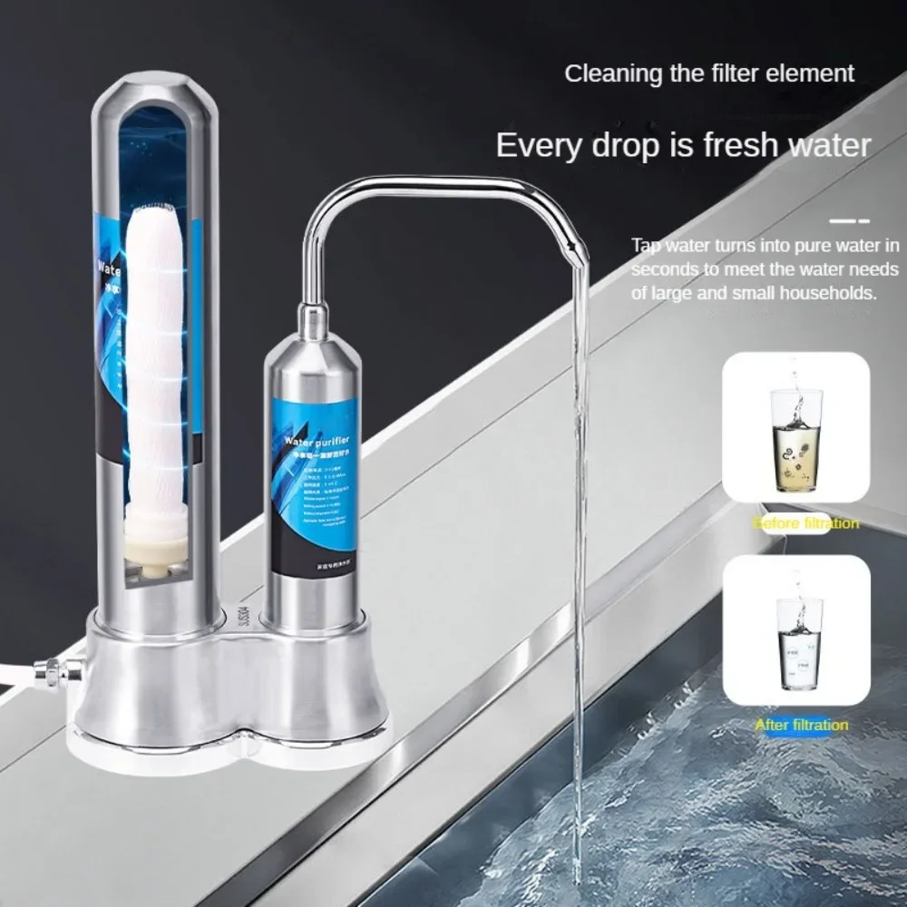 Ultra-Filtration Under Sink Water Filter Stainless Steel Water Purifier,2-stage Desktop Filtration System,Reduce Chlorine Odor