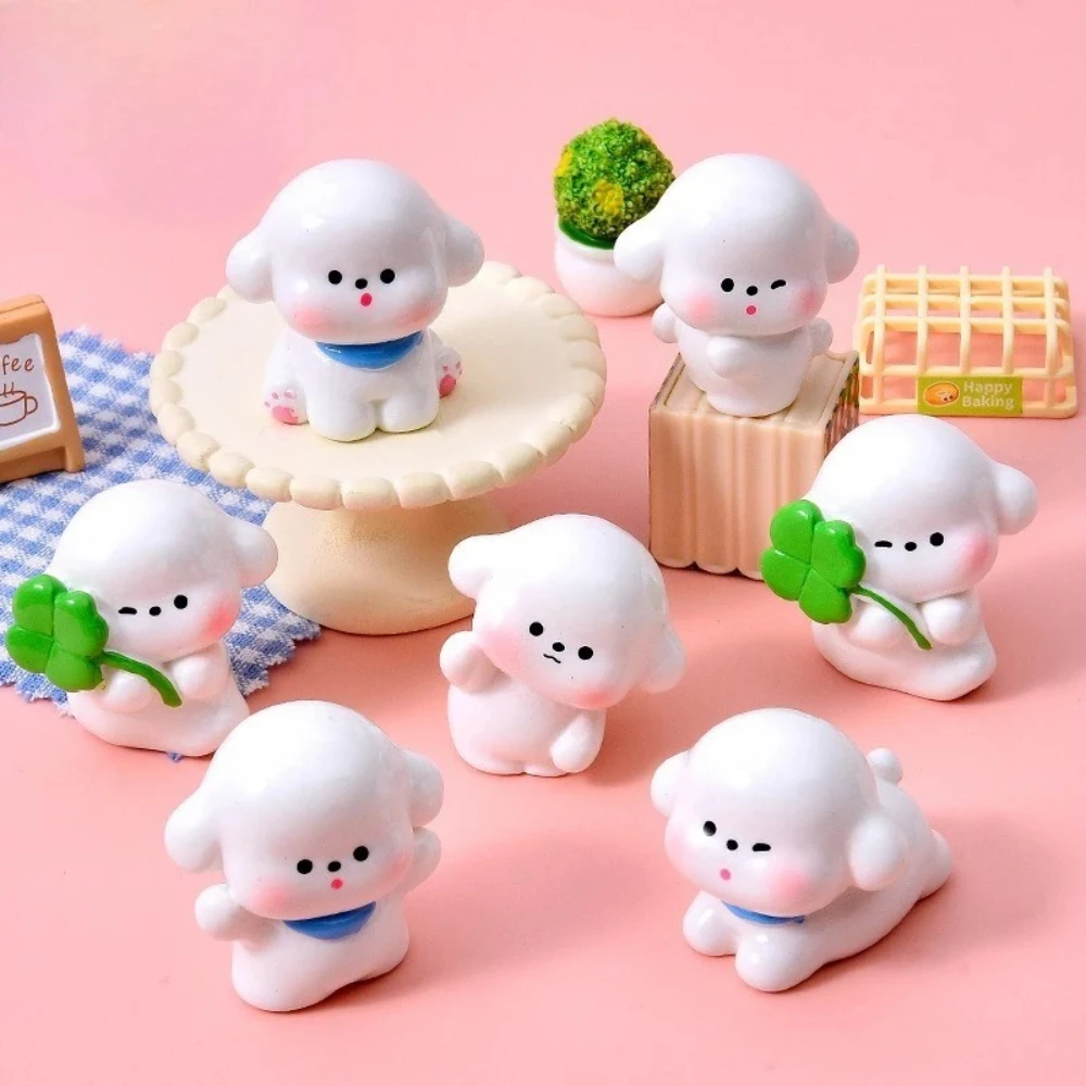 6 Styles Cute Dog Resin Charms Clover Pouncing Turning Bowing Jumping Looking Up Dollhouse Desktop Blind Bag Decor